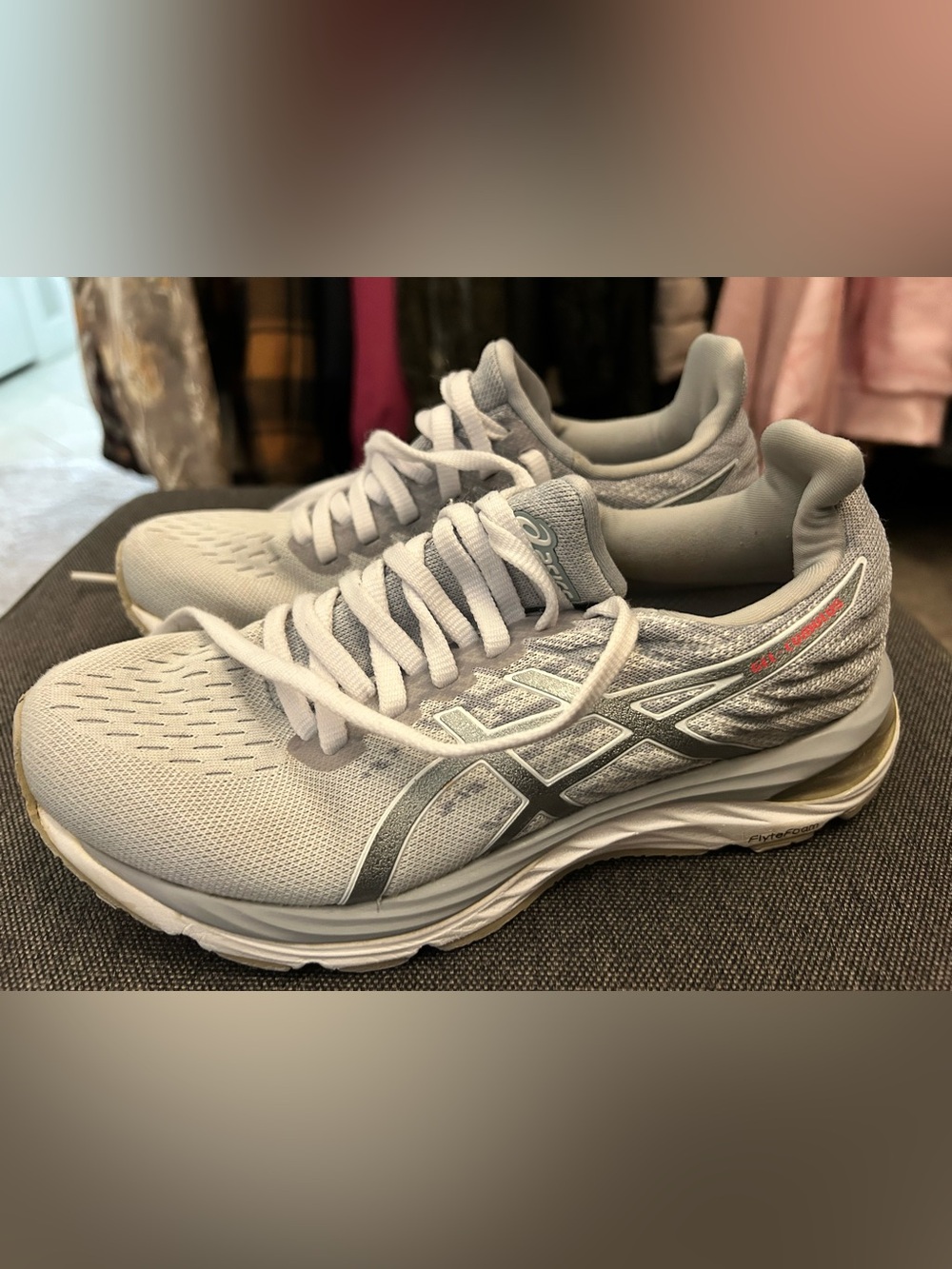 Asics Women's Light Gray Mesh Running Shoes